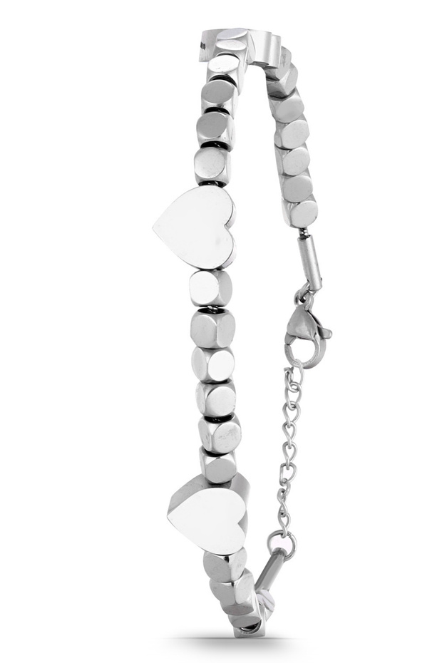 Silver Color Cobra Chain Heart Bracelet Ps4195
