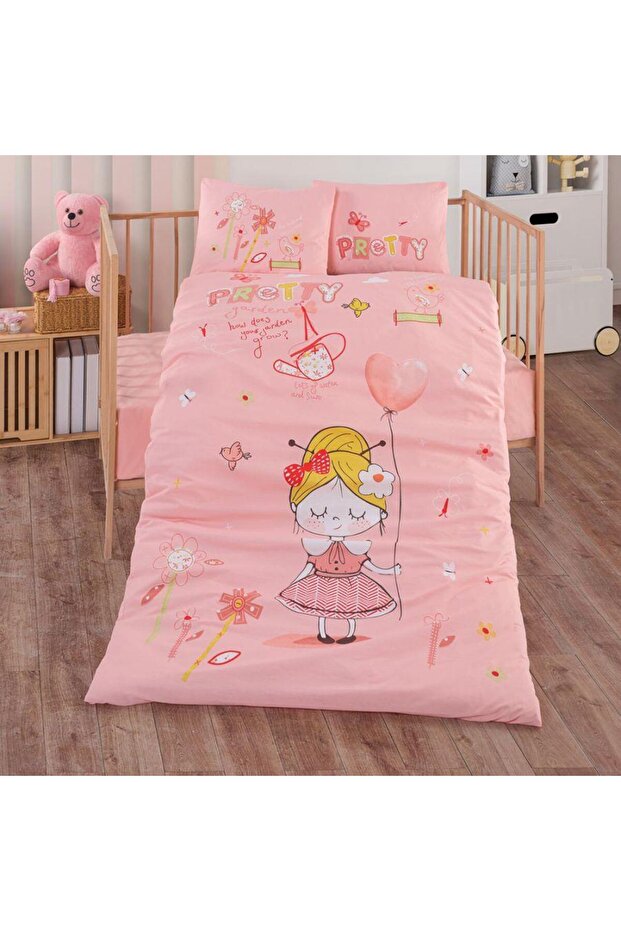 Clasy 100% Cotton Ranforce Baby Duvet Cover Set Pretty Pink