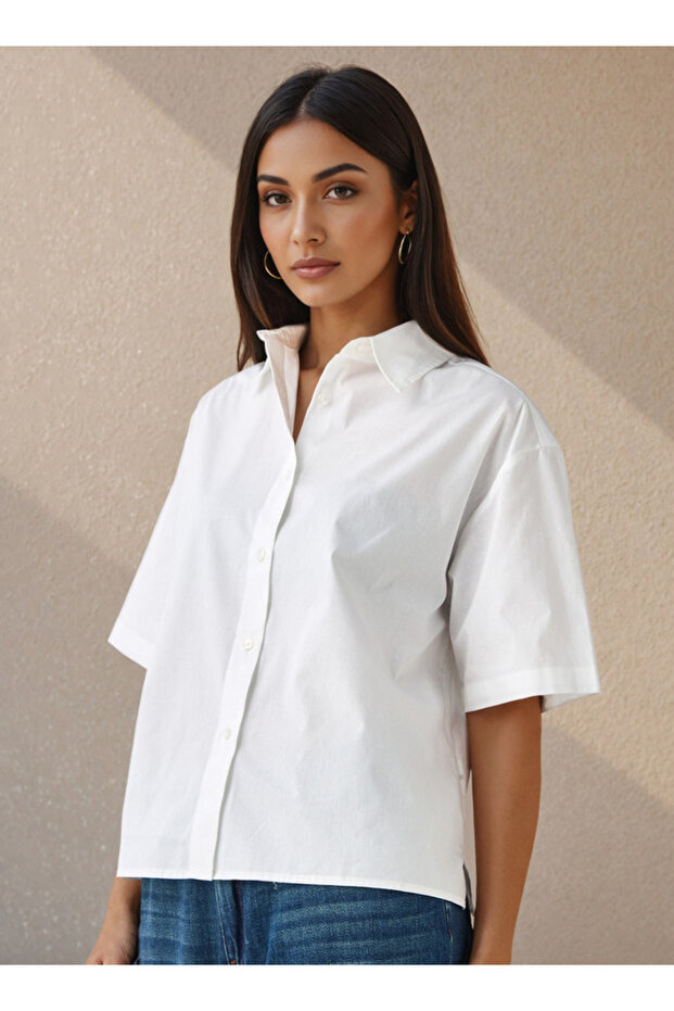Cotton Shirt with Collar