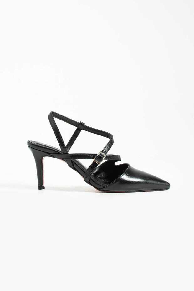 New Season Setiletto High Heels Thin Heel Black Wrinkled Heel Height 7cm