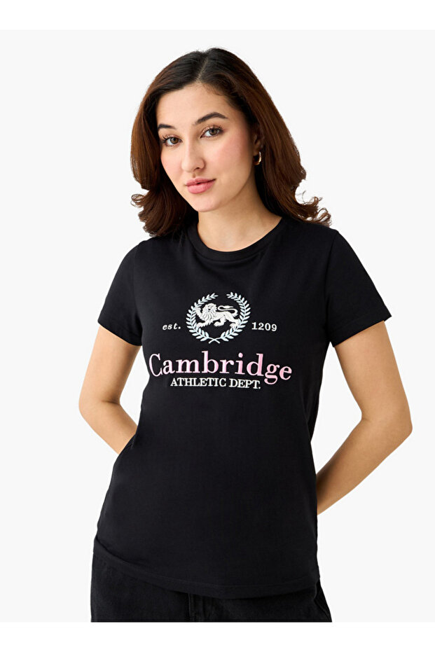Cotton T-shirt with Cambridge Embroidery