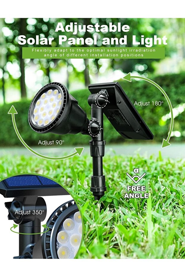 Solar Outdoor Lights 18 LED Spotlights 2.5W Solar Panel RGB (2 Pack)