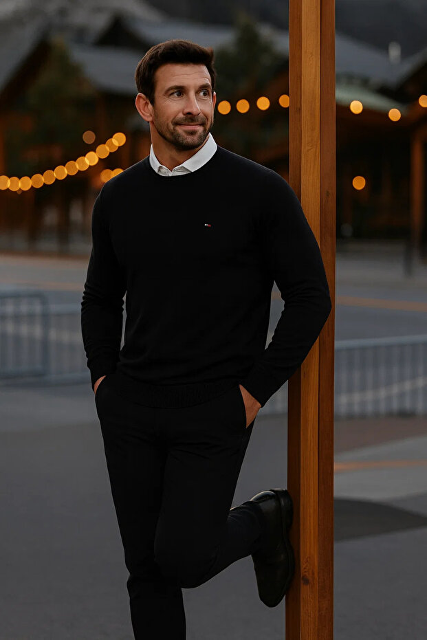 Erkek Basic Kışlık Uzun Siyah Kazak - 4