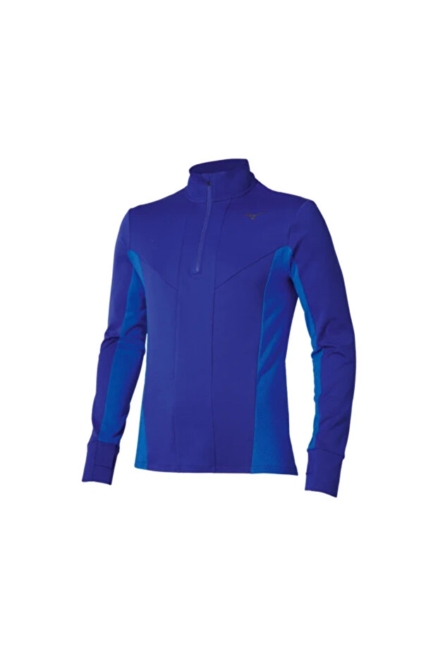تي شيرت رجالي بأكمام طويلة وسحاب نصفي من Active Warm باللون الأزرق