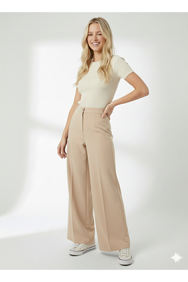 Women's High Waist Flared Flared Palazzo Pants