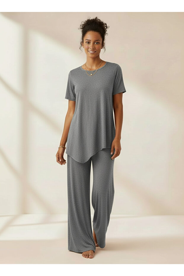 Plus Size Combed Cotton Top and Bottom Set