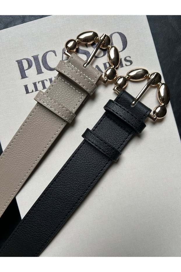 2-Pack Lull Daisy Patterned Women's Gold Buckle Belt Jacket Belt Dress Belt Trouser Belt