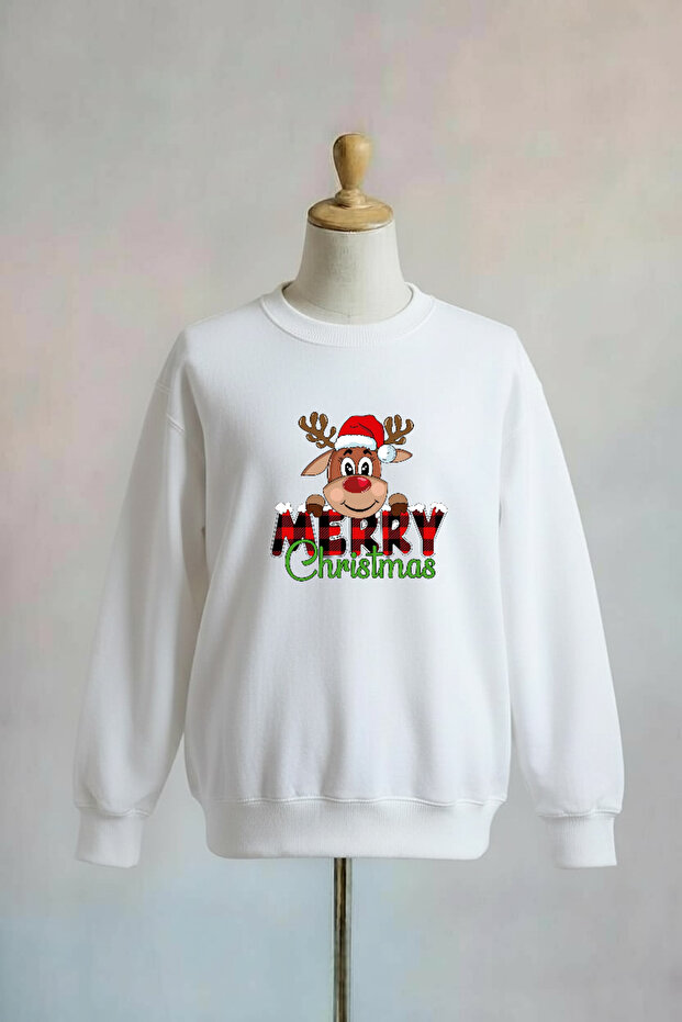 Merry Christmas Printed Cotton 3 Thread O Oversized Sweatshirt
