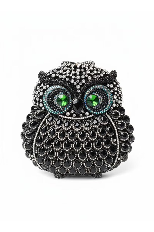 Black Owl Crystal Clutch Rhinestone Bag