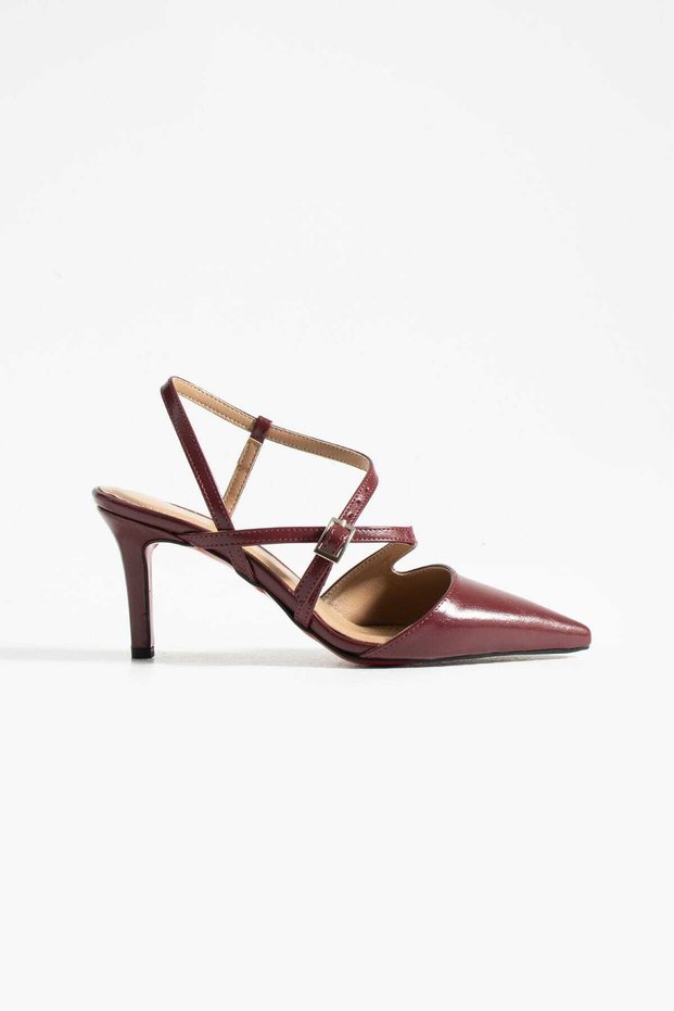 New Season Setiletto High Heels Thin Heel Burgundy Wrinkled Heel Height 7cm