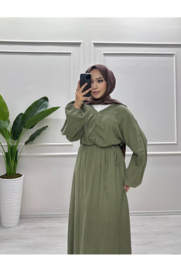 MÜSLİN KUMAŞ ELBİSE - 3