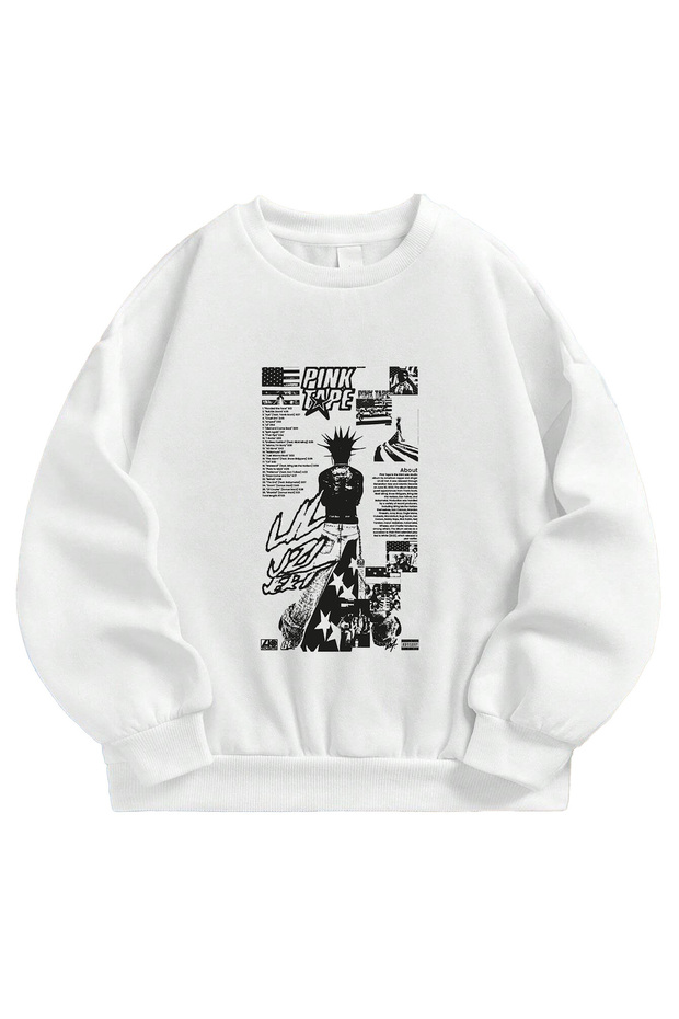 Lil Uzi Vert Pink Tape Printed Oversized Unisex Sweatshirt