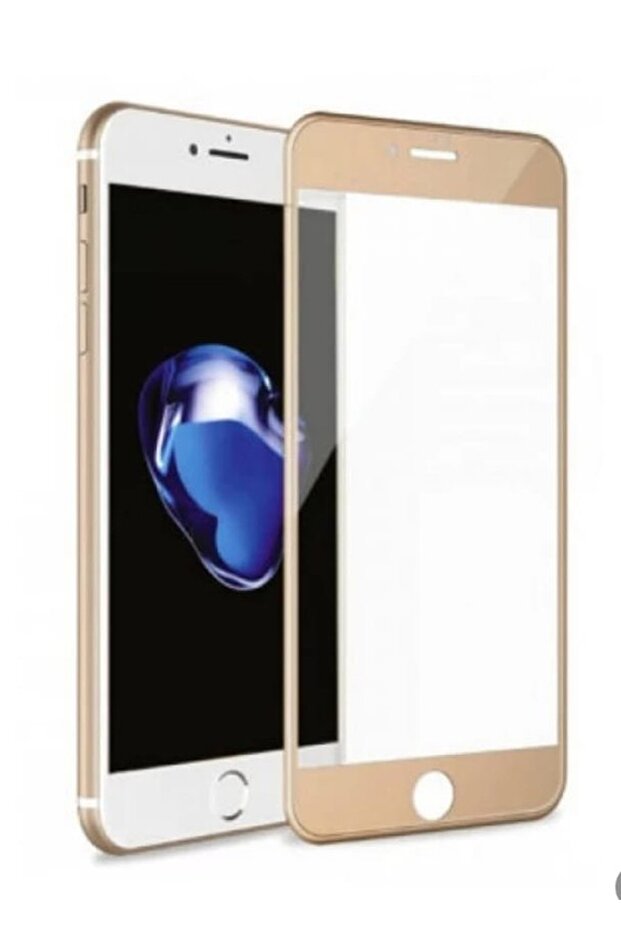 واقي شاشة زجاجي متوافق مع هاتف iPhone 7 Plus/8 Plus يغطي الشاشة بالكامل باللون الذهبي