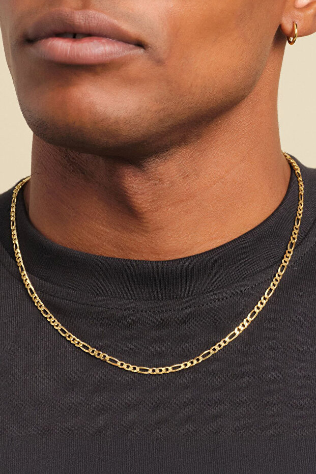 Figaro Model Stainless Steel Chain Necklace Gold Color - 3 mm