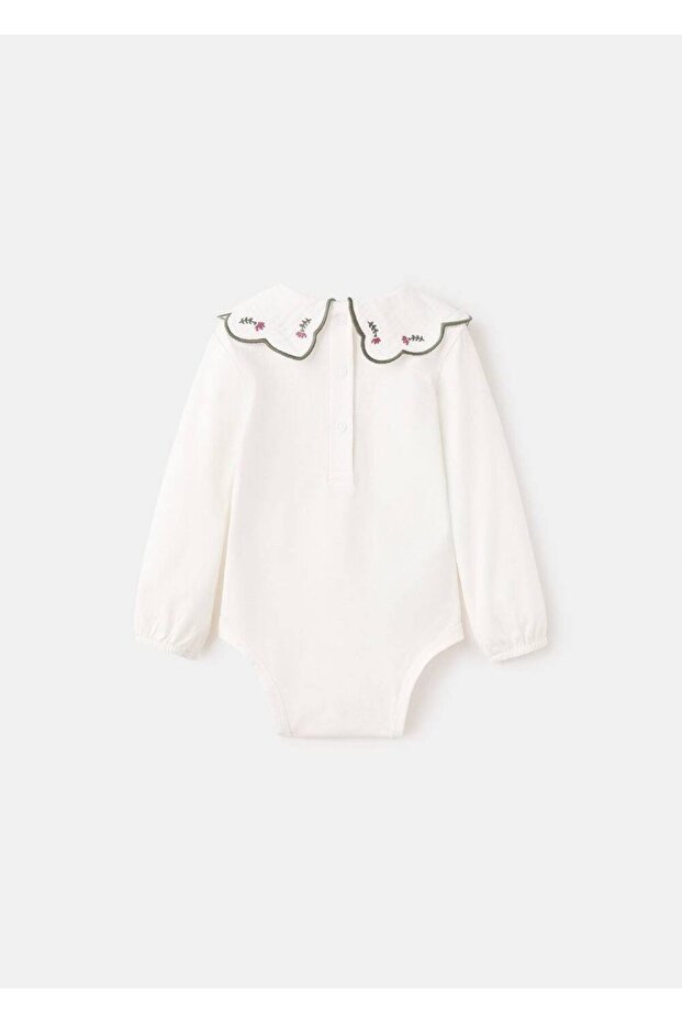 İşlemeli babydoll yaka body - 2