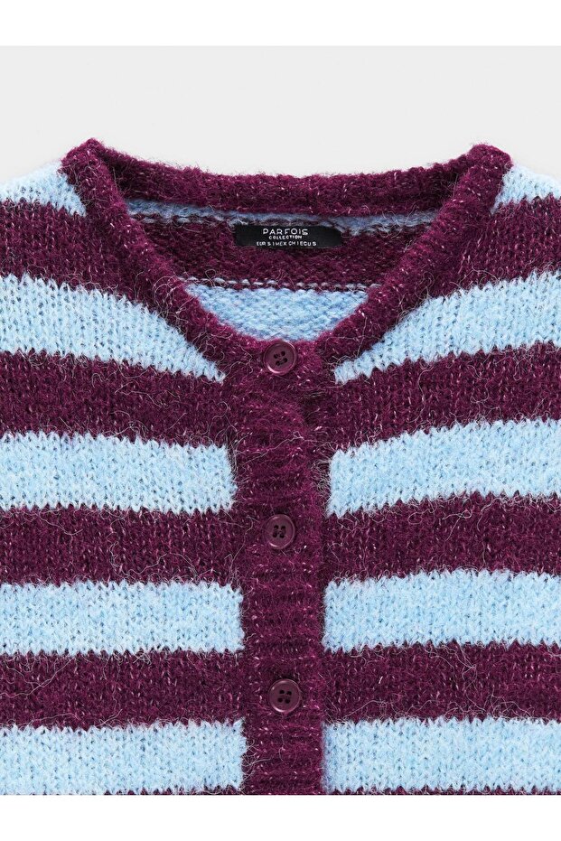 Çizgili Örme Hırka - 5