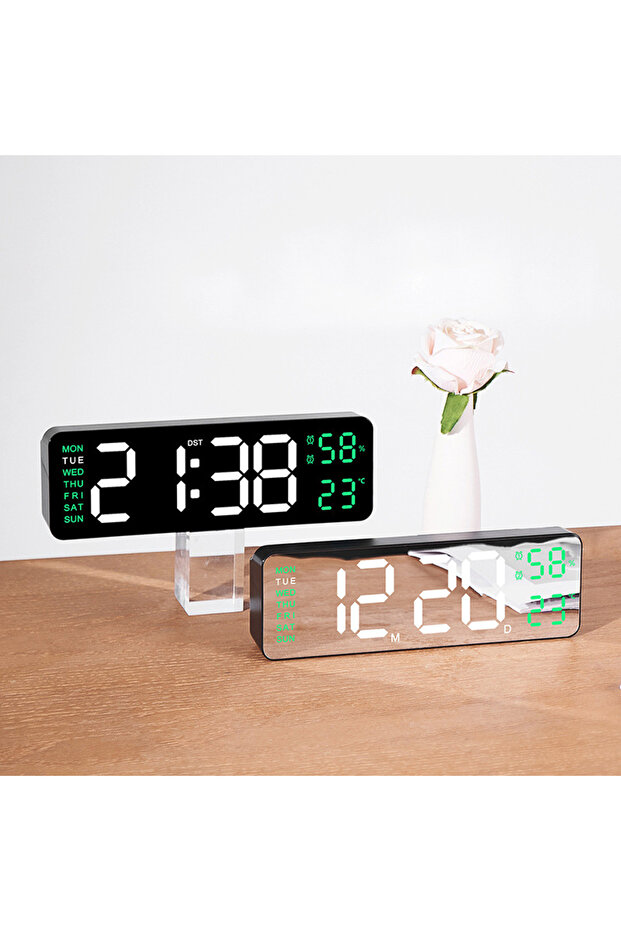 Large LED Digital Wall Clock with Remote Control Date Temperature Display - 3