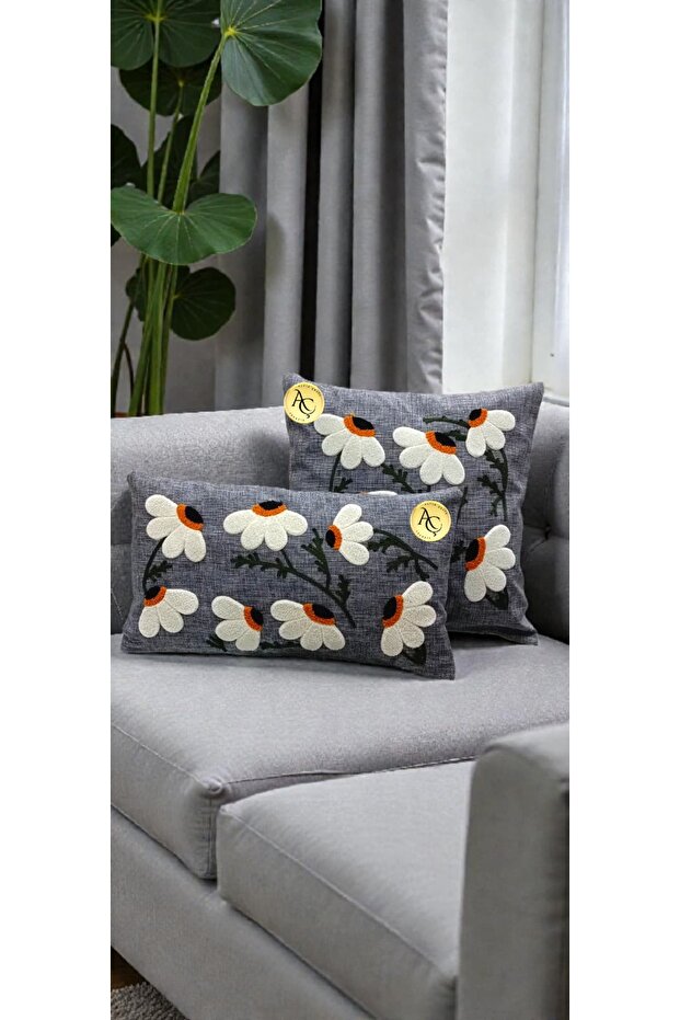 Noble Textured Pure Linen Exquisite Embroidered Punch Pillowcase – Set of Two