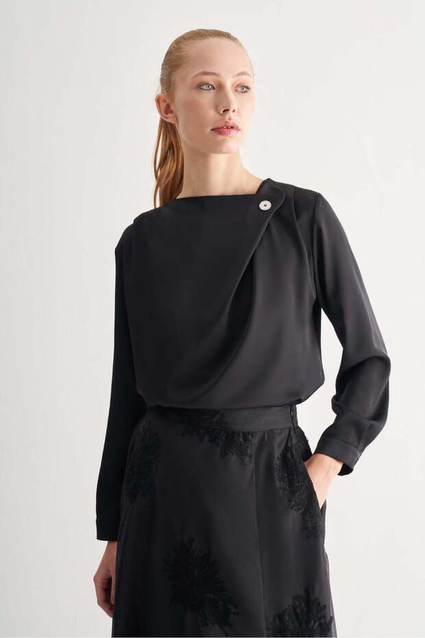 Regular Saten Bluz - 3