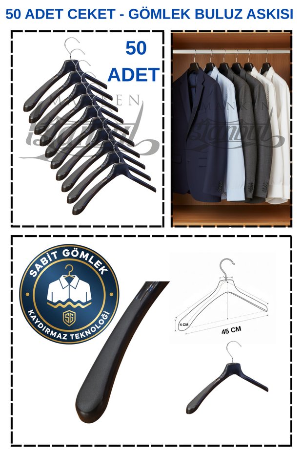 50 Pieces Non-Slip Abs Plastic Clothes Hangers Coat Hangers Shirt Hangers Buluz Hangers Clothing Hangers