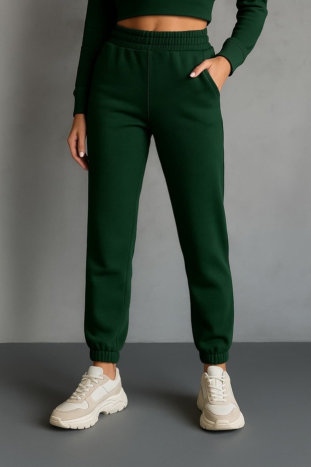 بنطال رياضي من ثلاث خيوط مع بطانة من الصوف من الداخل G6980 - 1