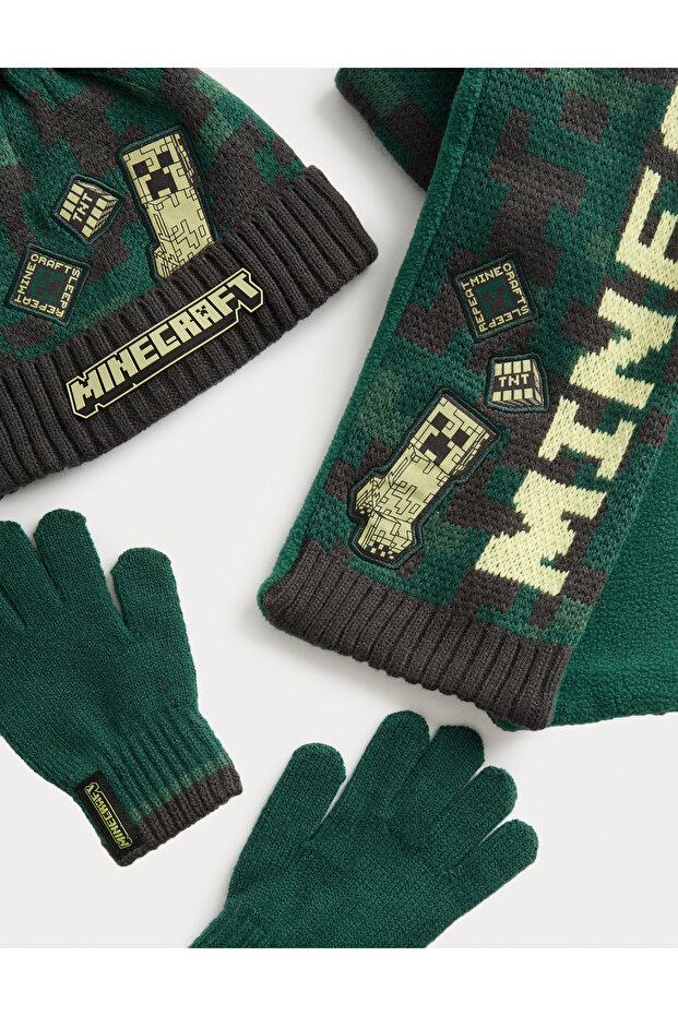 Minecraft Şapka Eldiven ve Atkı Seti - 2