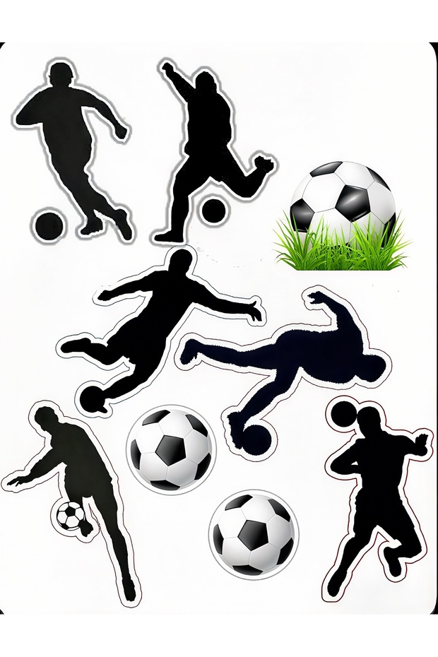 Football Player Silhouette Sticker Set – 22X30 cm – Sports Themed Ball and Football Movements