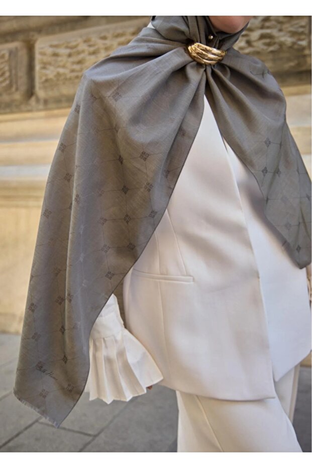 Monogram Pamuk İpek Şal - 2