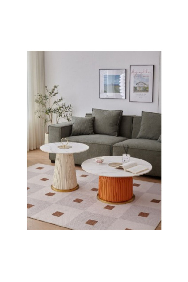 طقم طاولات قهوة مكون من قطعتين، طقم طاولات جانبية عصرية للقهوة، طاولة مقهى، طاولة جانبية للأريكة، طاولة جانبية، طاولة وجبات خفيفة - 5