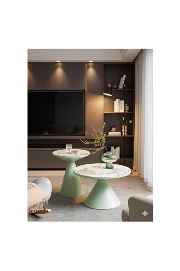 2 pcs Coffee Table Set Modern Coffee Side Table Set Cafe Table Sofa Side Table End - 4