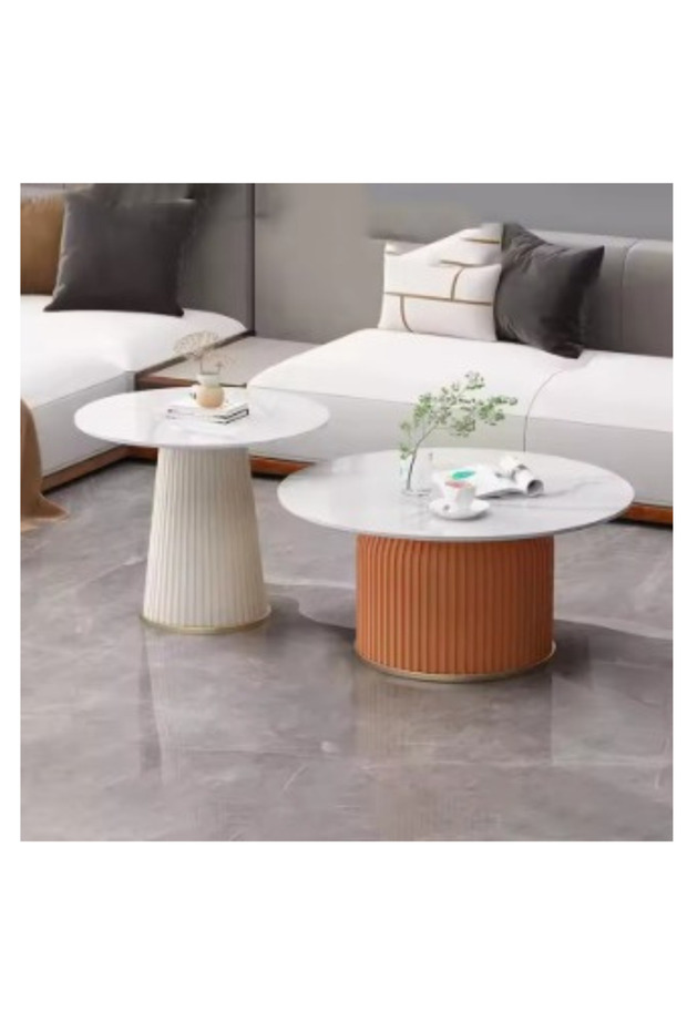 طقم طاولات قهوة مكون من قطعتين، طقم طاولات جانبية عصرية للقهوة، طاولة مقهى، طاولة جانبية للأريكة، طاولة جانبية، طاولة وجبات خفيفة - 2