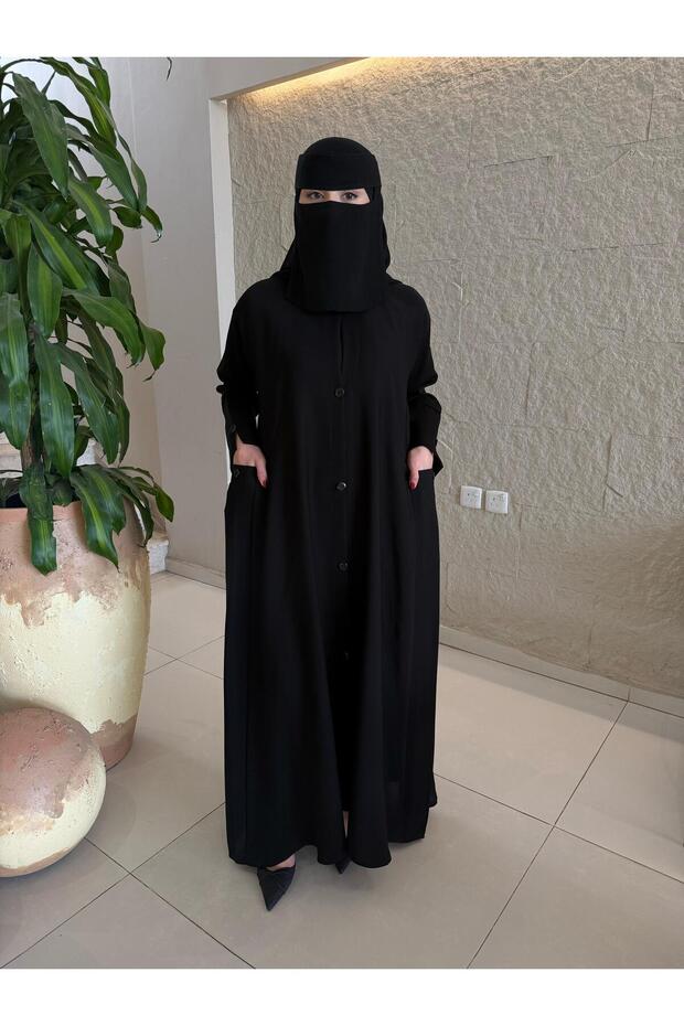 Practical abaya with side pockets - 1