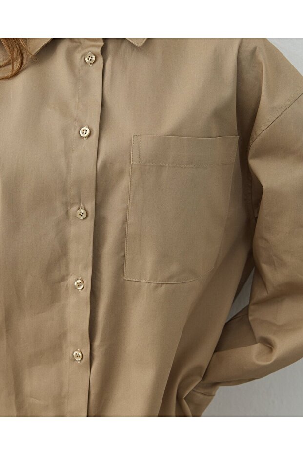 Paper Gabardin Basic Must Gömlek Camel - 3