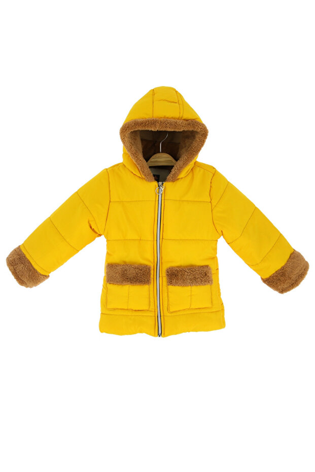 Girl's Coat Hooded Fur