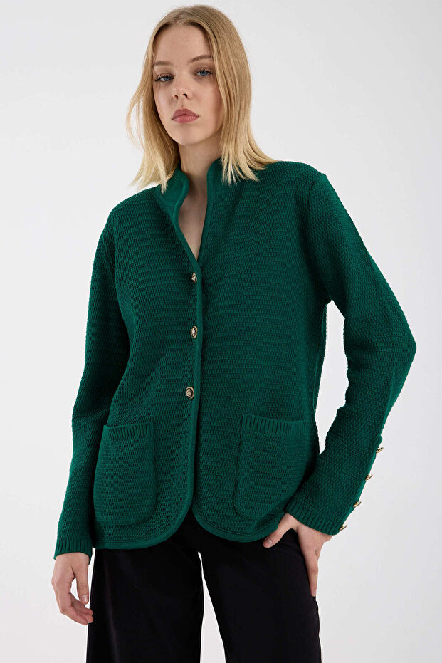 سترة صوفية بأزرار من هاكم - لون أخضر - 5