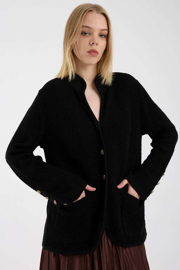 سترة صوفية بأزرار من هاكم - لون أسود - 3