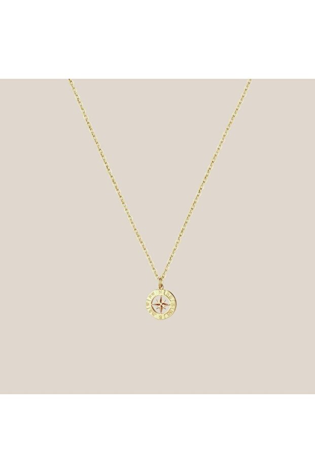 Mini Pusula Altın Kolye - 1