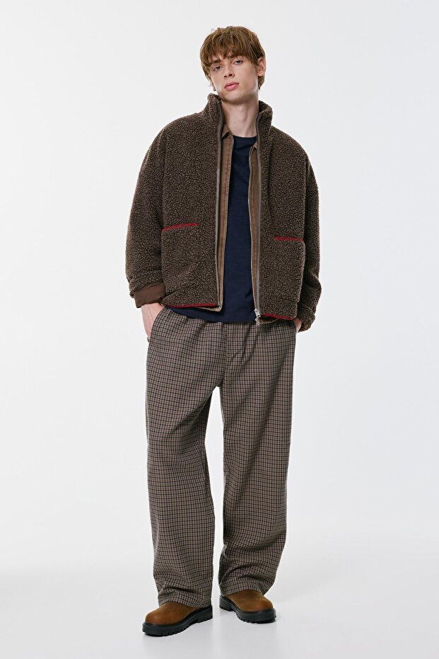 Nakışlı suni yünlü ceket - 2