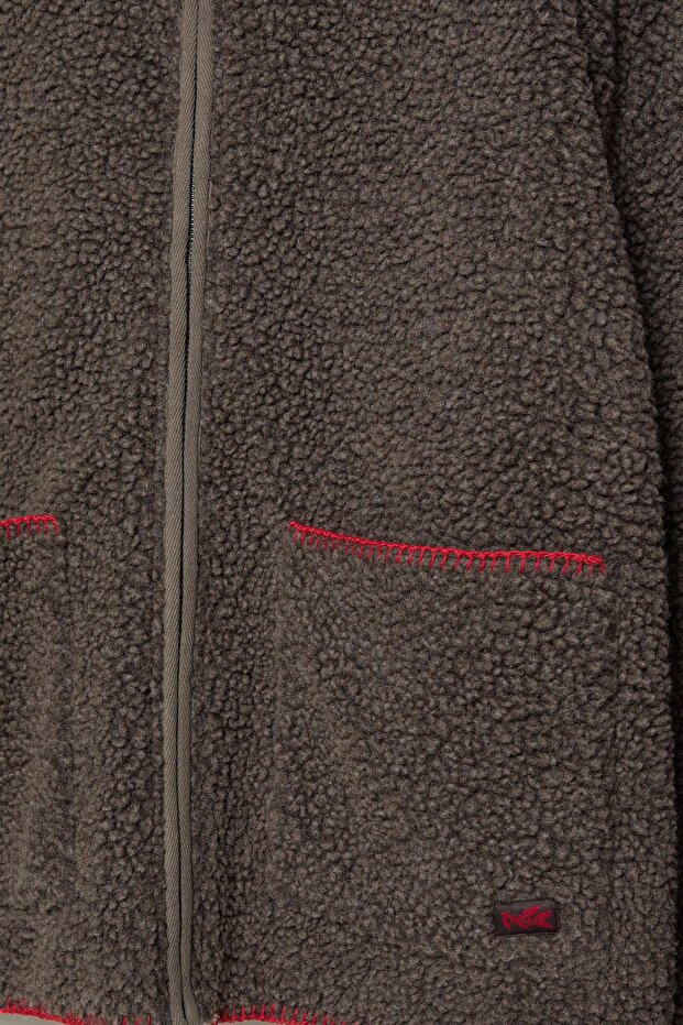 Nakışlı suni yünlü ceket - 7