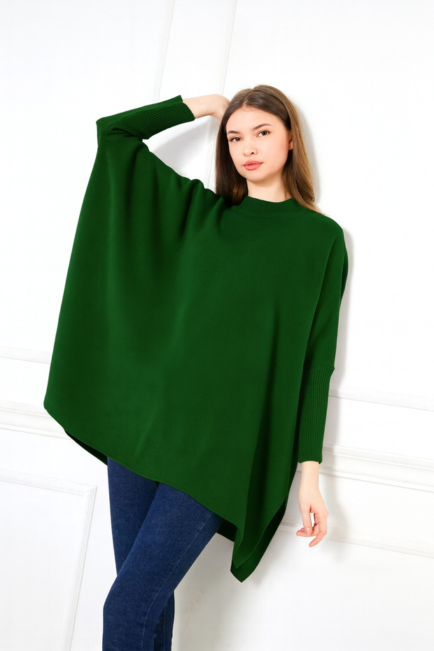 Women's Side Slit Oversize Poncho Sweater