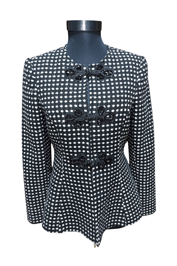 Simli Çin Düğmeli Tüvit Ceket - 1