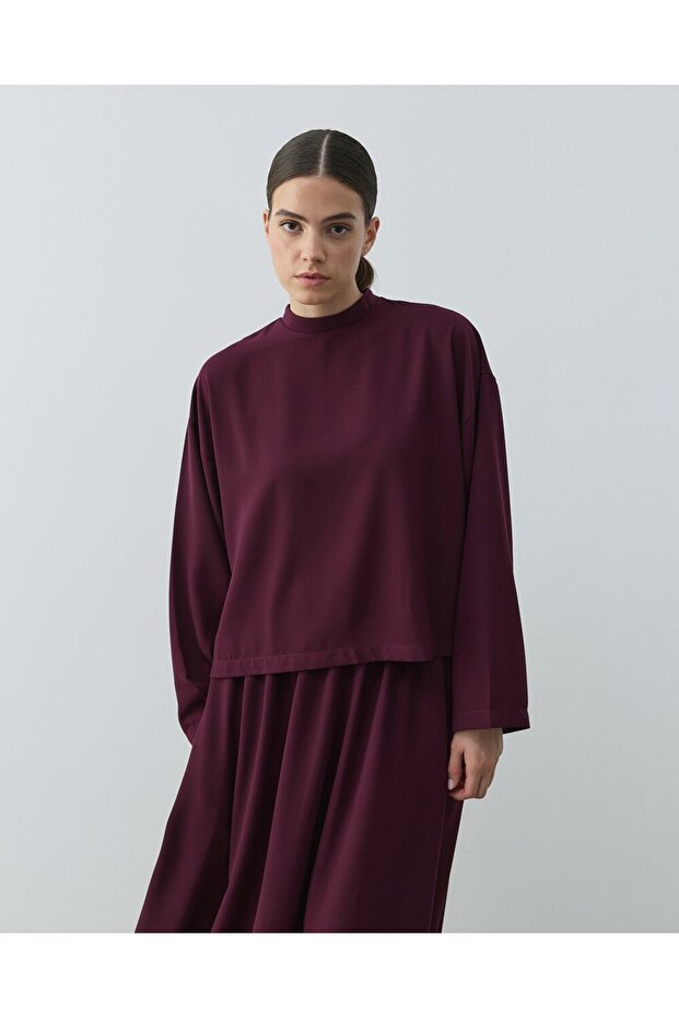 Krep Basic Bluz Mürdüm - 1