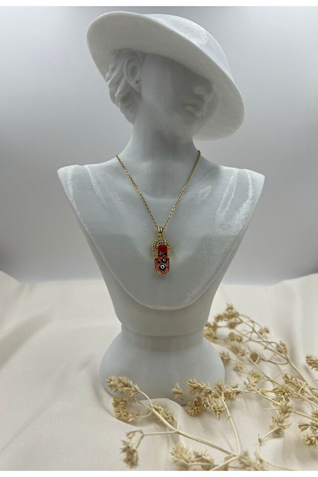Gold Color Evil Eye Beaded Slipper Necklace – Luck, Protection, and Modern Design Everyday Necklace