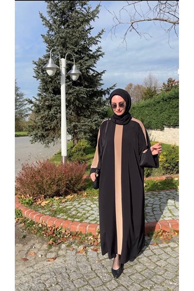 Krep şeritli elbise - 4