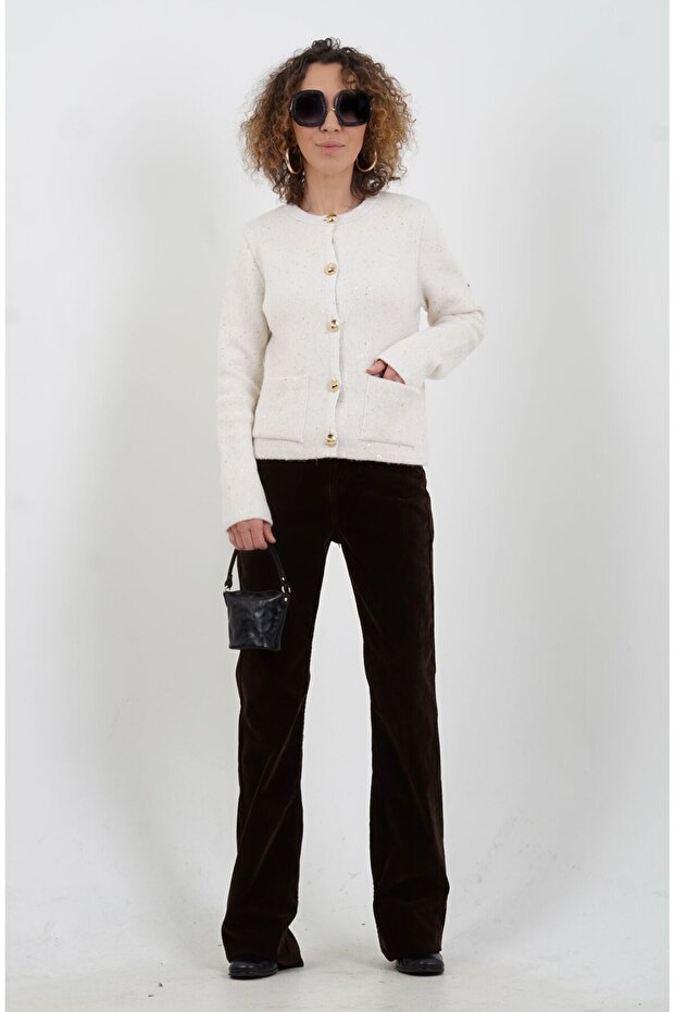 Coffee Flock Coating Flare Pants