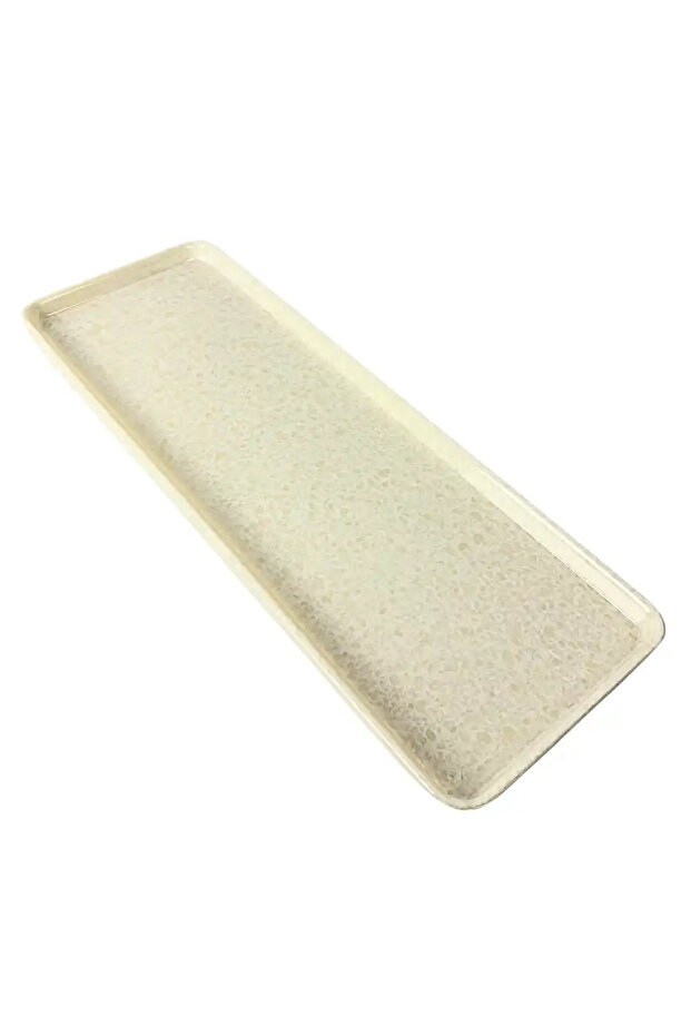 Melamine Marble Designed 20 Inch Rectangle Tray- Ivory