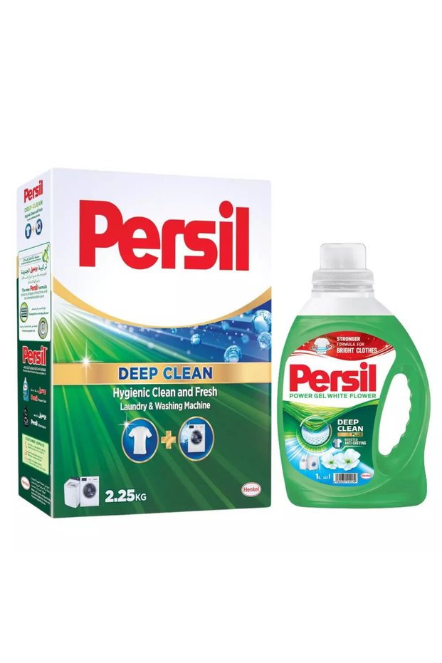 Deep Clean Laundry Detergent Powder and Power Gel With White Flower Fragrance- 2.25kg+1Ltr