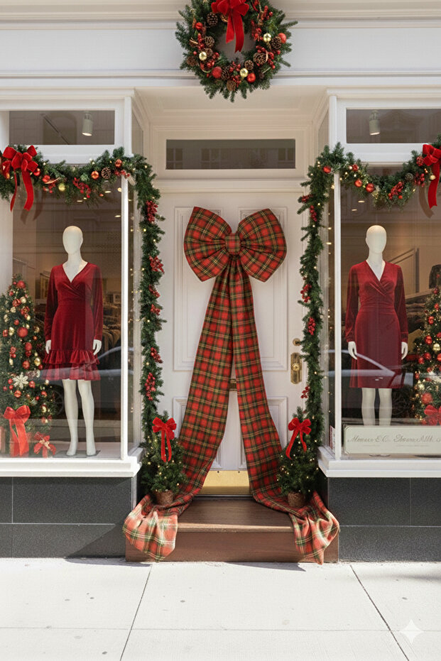 Christmas New Year Red Bow Ribbon Decorative Ornament 60X300