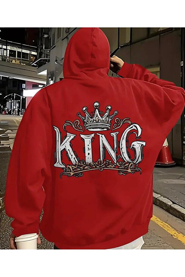 Hooded Sweatshirt with Back King Print Detail