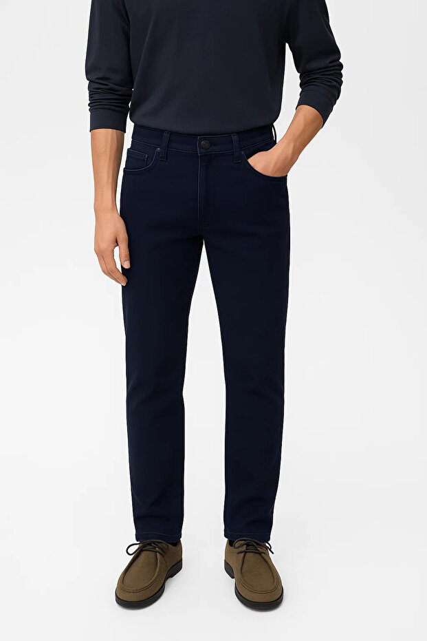 Men's High Waist Wide Leg Dark Blue Jeans